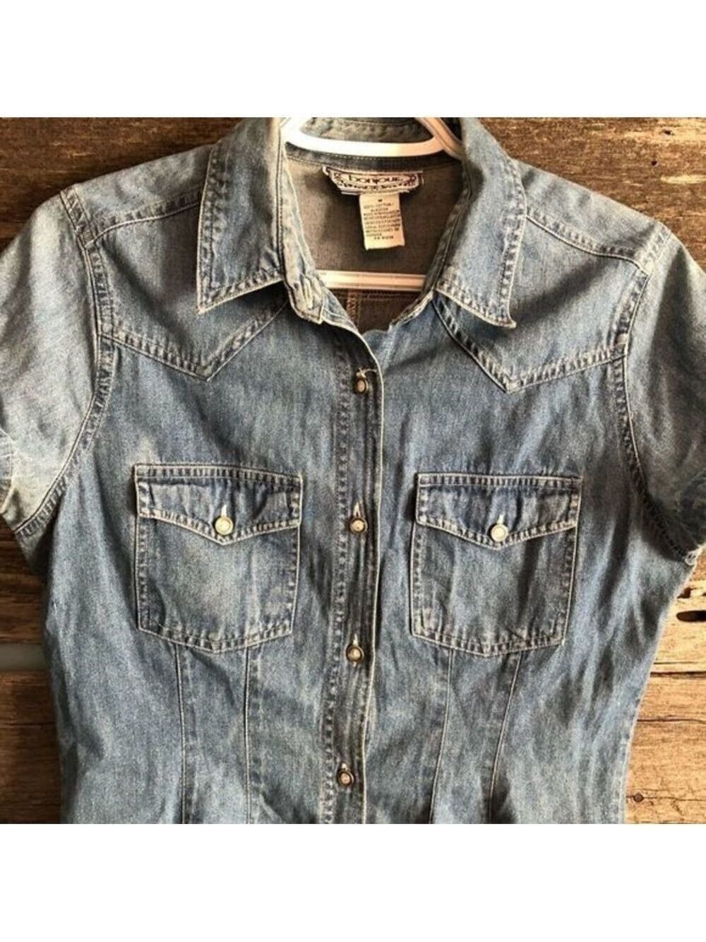 VINTAGE Bonjour denim blouse size Med - Picture 2 of 4